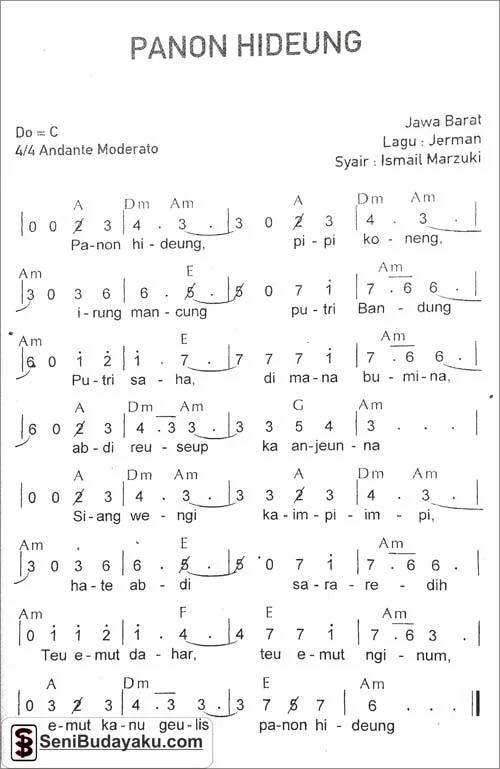 lirik lagu panon hideung jawa barat