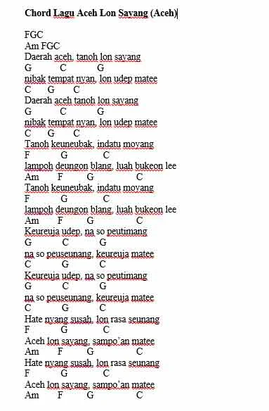 chord aceh lon sayang