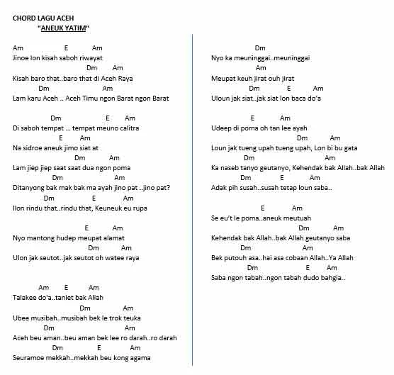 chord lirik lagu aneuk yatim aceh