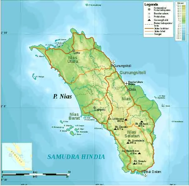 peta wilayah Nias Sumatera Utara