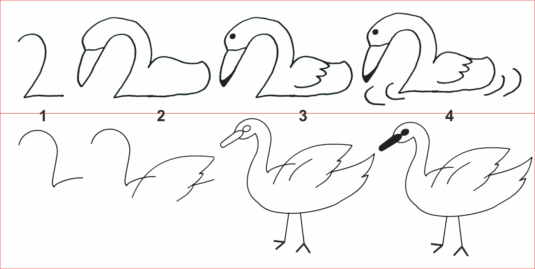 cara menggambar bebek dari angka 2 cara menggambar bebek dari angka 2