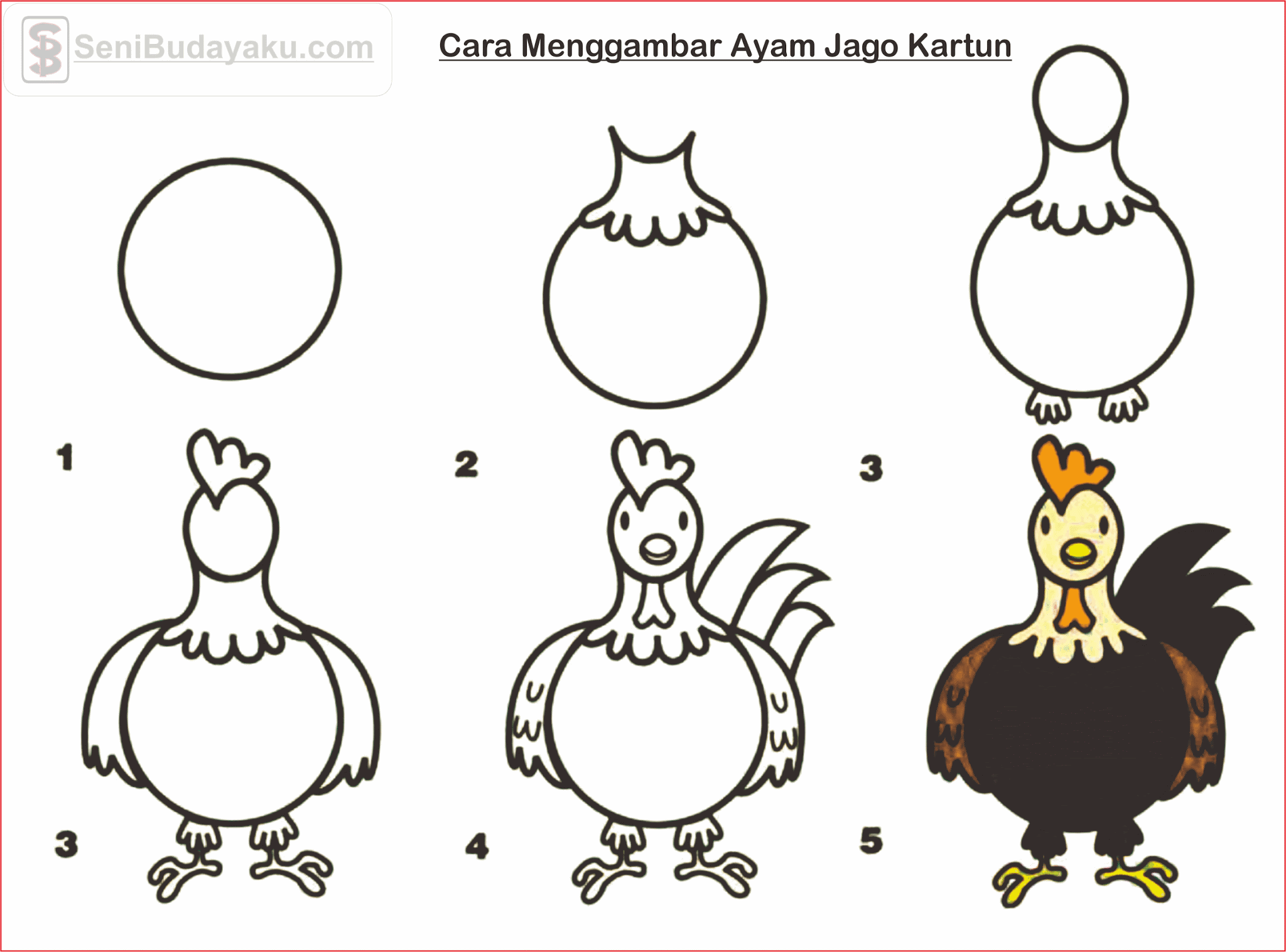 cara menggambar ayam jago kartun cara menggambar ayam jago kartun
